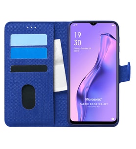 Microsonic Oppo A31 Kılıf Fabric Book Wallet Lacivert