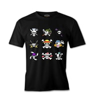 One Piece - Character Flags Siyah Erkek Tshirt