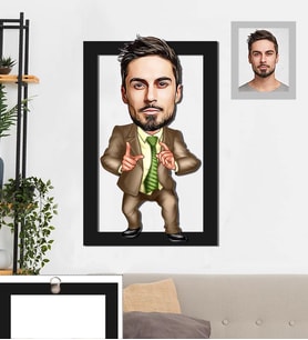Kişiye Özel İş Adamı Karikatürlü 3D Ahşap Tablo 30x47 Bay-10
