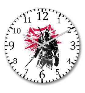 The Witcher Wolf Silhouette1 Duvar Saati Bombeli Gercek Cam
