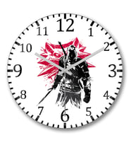 The Witcher Wolf Silhouette1 Duvar Saati Bombeli Gercek Cam