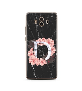 Mermer Çiçekli Harf Tasarım Süper Şeffaf Silikon Telefon Kılıfı Huawei Mate 10 P