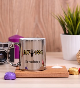 Radyolog Ahşap Altlıklı Mumlu Silver Kupa Bardak