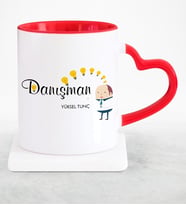 BK Gift Kişiye Özel Mesleki Danışman Kırmızı Kalpli Kupa Bardak