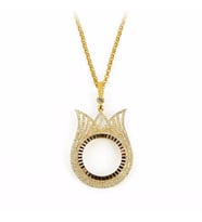 Çerçeve Kolye Lale Model 8.50 Gram 14 Ayar Altın (Çok Renkli)