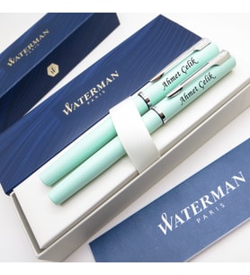 Waterman Allure Pastel Yeşil Dolma Kalem + Roller Kalem Set  İsme Özel Kalem  Hediye Kalem