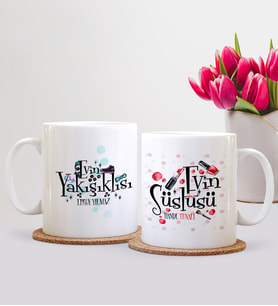 BK Gift Kişiye Özel İkili Evin Süslüsü Ve Yakışıklısı Beyaz Kupa Bardak  4