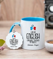 İngilizce Öğretmeni Mavi Kupa Bardak Ve Anahtarlık Set