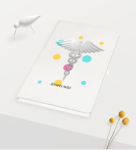 BK Gift Kişiye Özel Tıp Sembolü Temalı Beyaz Defter - 1