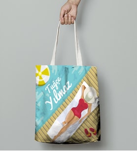BK Gift Kişiye Özel Yaz Temalı Bez Çanta 004