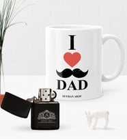 BK Gift Kişiye Özel Babamı Seviyorum Benzinli Çakmak ve Kupa Seti (Model 1)