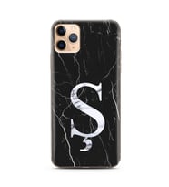 Iphone 11 Pro Siyah Mermer Harf Tasarımlı Telefon Kılıfı Ş-Harfi 