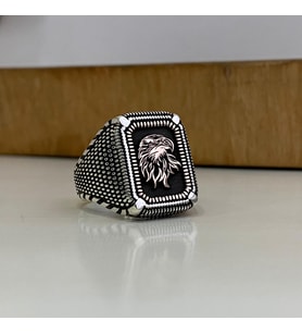 Kartal Desenli Gümüş Erkek Yüzük