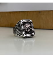 Kartal Desenli Gümüş Erkek Yüzük