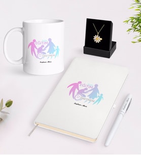 BK Gift Kişiye Özel Özel Eğitim Öğretmeni Beyaz Kupa Defter Kalem ve İsimli Papatya Kolye Hediye Seti-2 (Model 1)