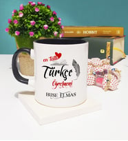 Mesajlı Türkçe Öğretmeni Kupa Bardak Siyah
