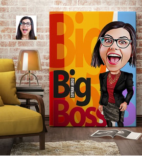 BK Gift Kişiye Özel Bayan Big Boss Karikatür Kanvas Tablo 70x100cm 2
