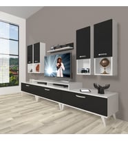 Decoraktiv Ekoflex 8da Slm Retro Tv Ünitesi Tv Sehpası (Beyaz-Siyah)