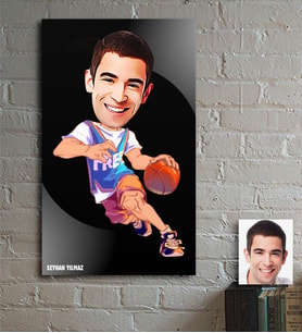 BK Gift Kişiye Özel Bay Sokak Basketbolcusu Karikatür Ahşap Tablo
