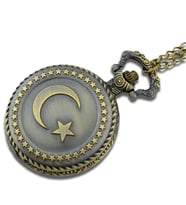 Köstekli Cep Saati Ouartz Ayyıldız Türk Bayrağı Tasarımlı Zincirli