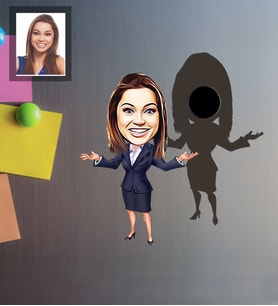 Kişiye Özel Patron Karikatürlü Ahşap Magnet Bayan-3