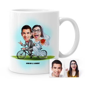 BK Gift Kişiye Özel Evleniyoruz Karikatür Beyaz Kupa Bardak  3