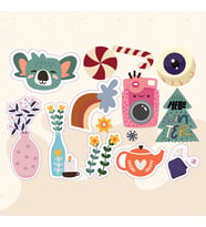 Çiçek Saksı Kalp Tasarımlı A5 Stickers Çıkartma PYTKSTK013 (Karışık)