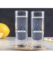 BK Gift Kişiye Özel Renkli Baskılı Dümen Figürlü İkili Vodka Bardağı-1 (Beyaz)