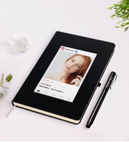 BK Gift Kişiye Özel İnstagram Fotoğraflı Siyah Defter Kalem Seti-1