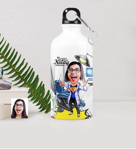 BK Gift Kişiye Özel Bayan Diş Hekimi Karikatürlü Metal Suluk 500 Ml 1
