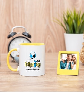 Odyolog Sarı Kupa Bardak ve Sarı Mini Fotoğraf Çerçevesi
