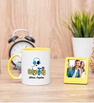Odyolog Sarı Kupa Bardak ve Sarı Mini Fotoğraf Çerçevesi