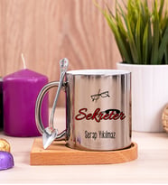 Sekreter Ahşap Altlıklı Silver Kupa Bardak