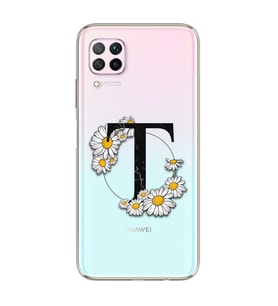 Papatya Harf Tasarım Süper Şeffaf Silikon Telefon Kılıfı Huawei P40 Lite T-Harfi