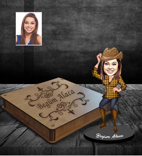 Kişiye Özel Bayan Karikatürlü Ahşap Biblo Kutulu Model-12
