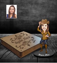Kişiye Özel Bayan Karikatürlü Ahşap Biblo Kutulu Model-12