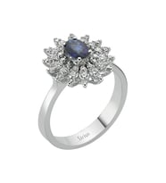 Sirius Pırlanta ve Oval Safir Taşlı Anturaj Yüzük 0704R0239