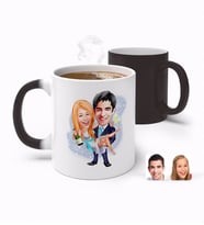 BK Gift Kişiye Özel Sevgililer Günü Temalı Evleniyoruz Karikatürlü Sihirli Kupa Bardak-4 (Beyaz)