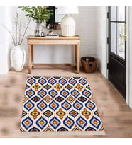 Geometrik Desenli Renkli Dijital Baskı Yıkanabilir Kaymaz Taban Etnik Kilim Model Salon Halısı (Çok Renkli)