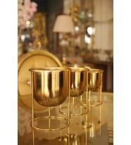 SEZADAN MODERN GOLD 3'LÜ ÇİÇEKLİK,METAL ÇİCEKLİK,EV AKSESUAR,METAL EV AKSESUAR (Altın / Dore)