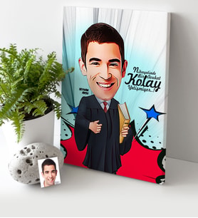 BK Gift Kişiye Özel Bay Avukat Karikatür Kanvas Tablo 30x50cm 1