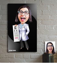 BK Gift Kişiye Özel Bayan Göz Doktoru Karikatür Ahşap Tablo - 1