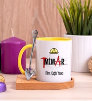 Mimar Ahşap Altlıklı Sarı Kupa Bardak
