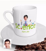 BK Gift Kişiye Özel Erkek Fen Bilimleri Öğretmeni Türk Kahvesi Fincanı-1 (Beyaz)