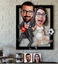 BK Gift Kişiye Özel Sevgililer Karikatürlü 3D Ahşap Tablo-15