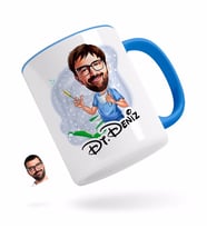 BK Gift Kişiye Özel Erkek Diş Hekimi Karikatürlü Mavi Kupa Bardak-4