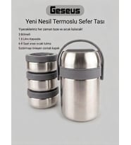 Geseus Çelik Yemek Termosu Sefer Tası 3 Bölmeli İç Dış Çelik