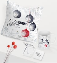BK Gift Kişiye Özel Yılbaşı Mutlu Yıllar Temalı Beyaz Kupa Ayna Yastık Seti - 13