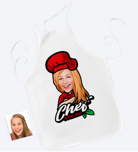 BK Gift Kişiye Özel Bayan Chef Karikatürlü Mutfak Önlüğü-10 (Beyaz)
