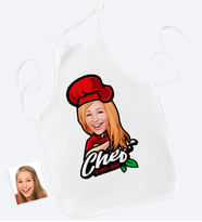 BK Gift Kişiye Özel Bayan Chef Karikatürlü Mutfak Önlüğü-10 (Beyaz)
